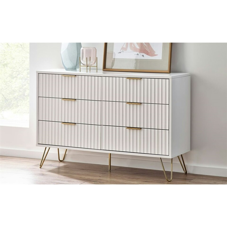 image 1 of Matte White 6 Drawer Chest