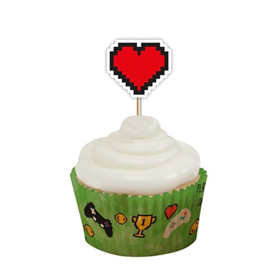 image 1 of Gaming Cupcake Food Pick Toppers - Pack of 12