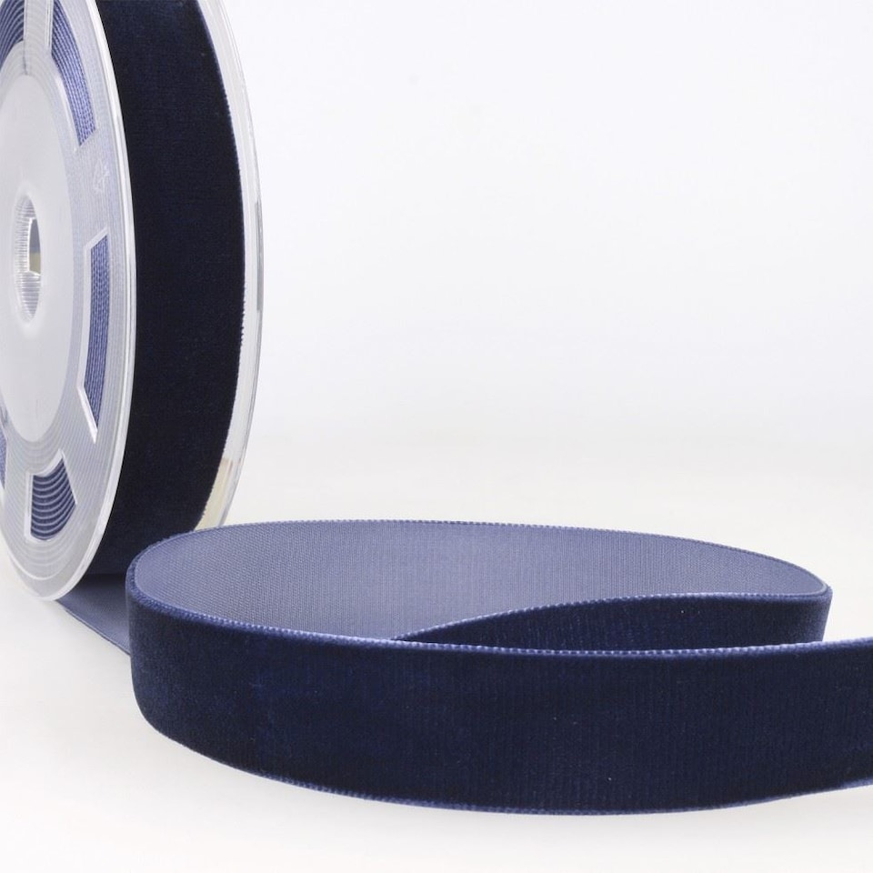 Stephanoise Navy Blue 10mm Velvet Ribbon for Dressmaking - per metre