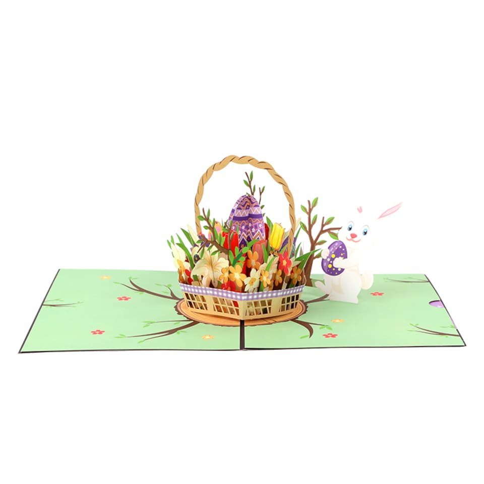 image 1 of Bunny’s Basket of Cheer 3D Pop Up Easter Card