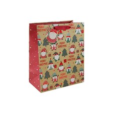 Pack of 12 Christmas Gonks Medium Kraft Gift Bags