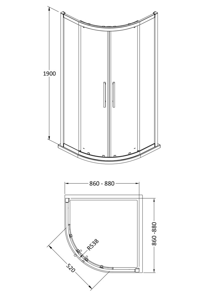 image 1 of Balterley Sonic Shower Side Panel with Toughened Safety Glass and Easyfit Assembly System