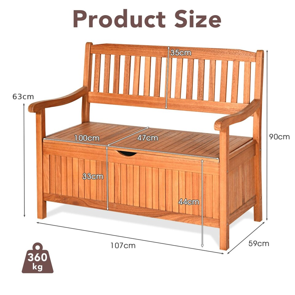 image 1 of COSTWAY Multifunctional Patio Storage Bench W/ Liner Brown