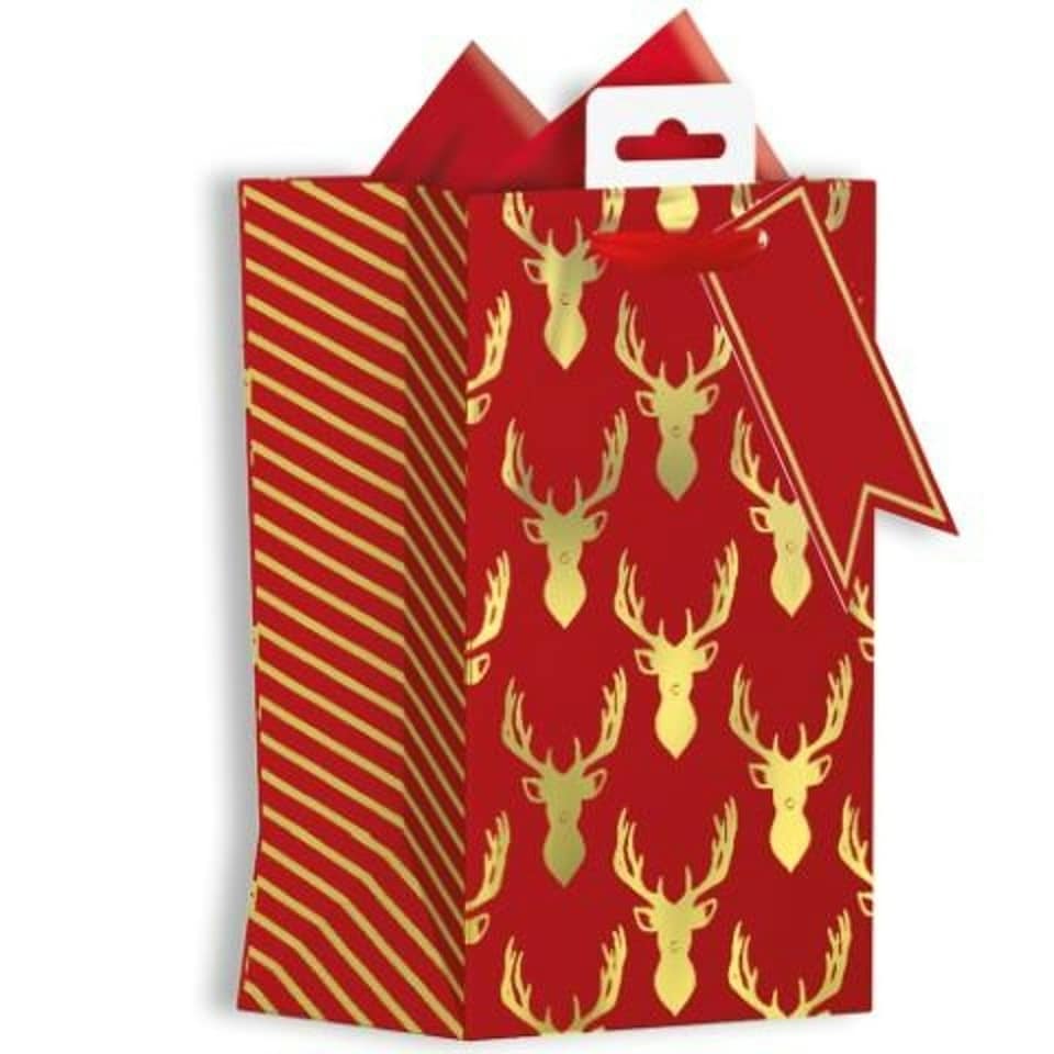 image 1 of Red Stag Heads Design Christmas Perfume Gift Bag