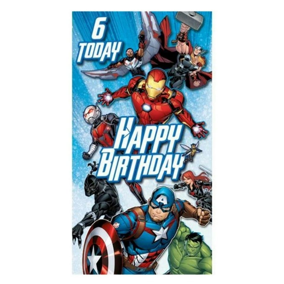 Avengers 6 Today Happy Birthday Card - Multicoloured - One Size