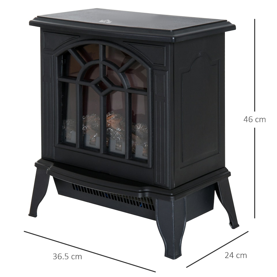 image 1 of HOMCOM Freestanding Electric Fireplace Heater w/ LED Flame 1000W/2000W Black