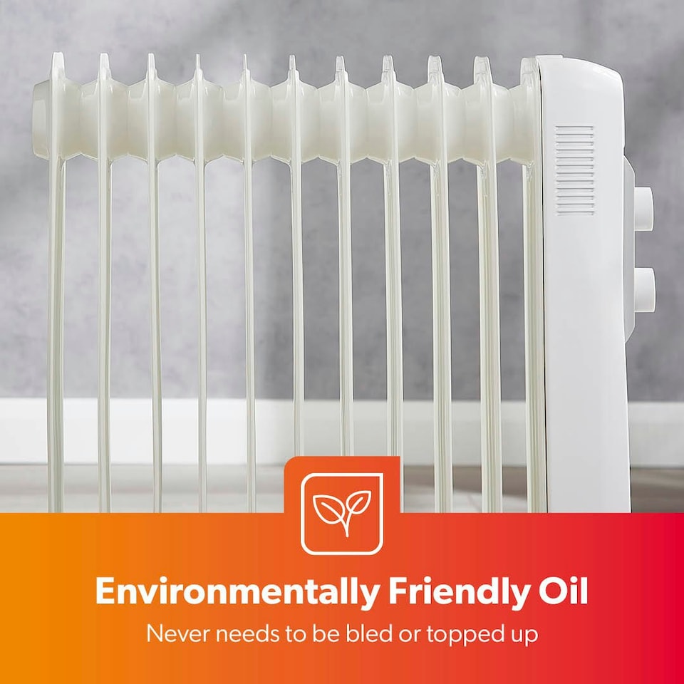 image 1 of GEEPAS 2500W Oil Filled Radiator Heater, 11 Fins- White