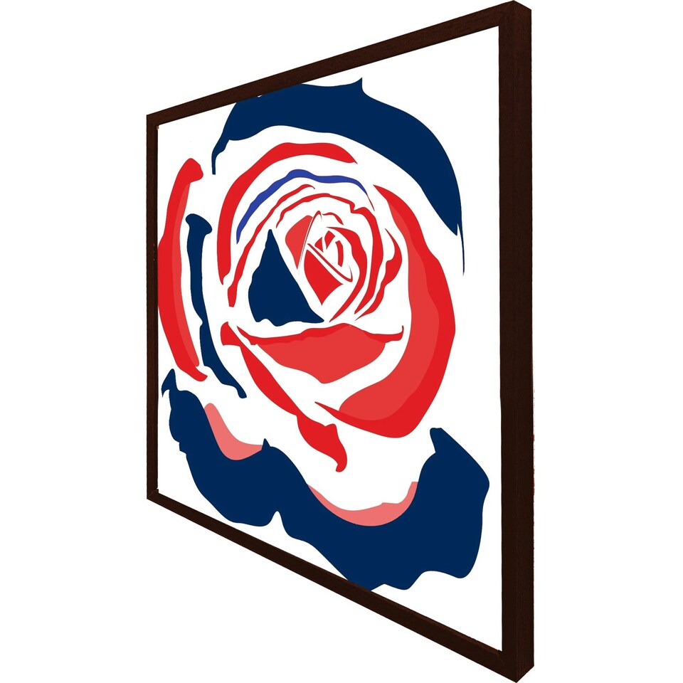 image 1 of Red & blue rose print (Picutre Frame) Grey | M