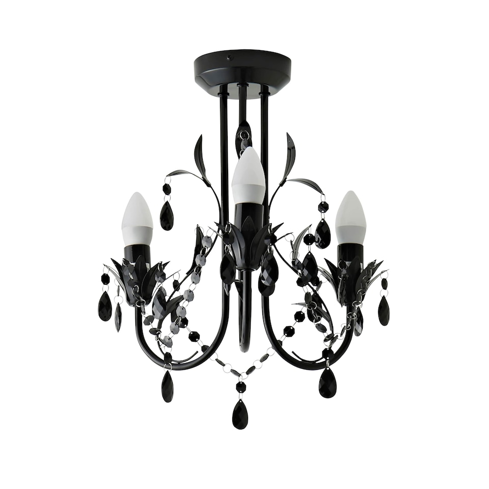 image 1 of ValueLights Odelia 3 Way Black Ceiling Light Chandelier | Black