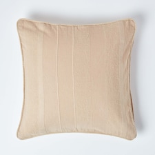 Homescapes Cotton Rajput Ribbed Beige Cushion Cover - 45 x 45 cm | Cream | Beige | 45 x 45 cm