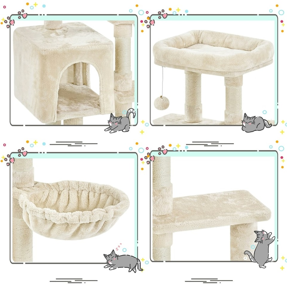 image 1 of Yaheetech 4-Level Cat Tree Condo with Perch Beige