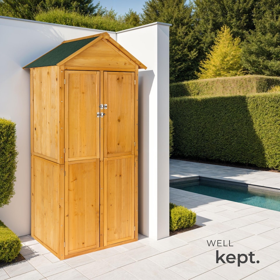 image 1 of Garden Shed with Pitch Roof - impregnated wood, Bitumen roofing felt | Brown | brown | 80,50 x 60 x 213,50 cm | 1
