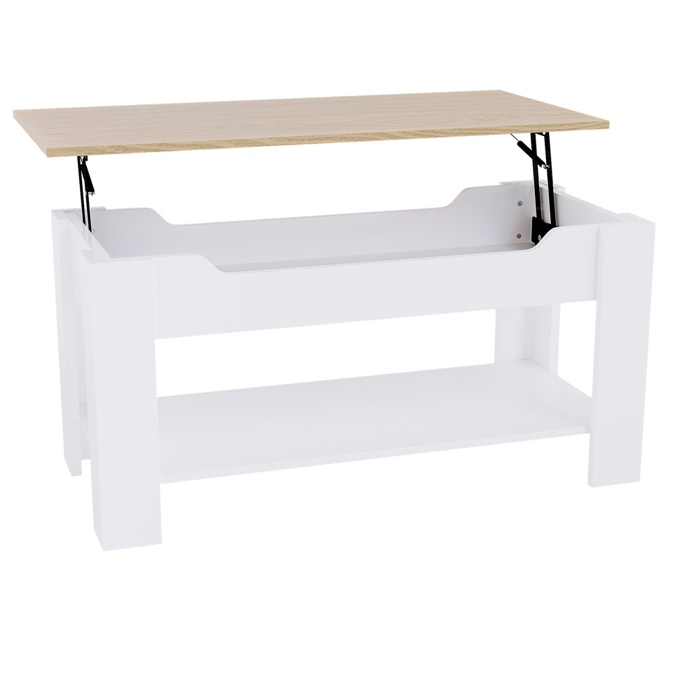 image 1 of Vida Designs Lift Up Coffee Table With Storage Compartment & Shelf, White & Oak