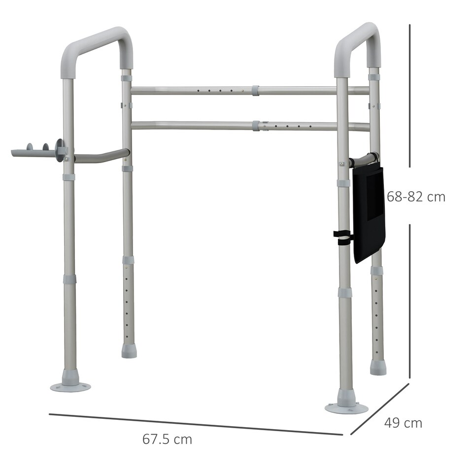 image 1 of HOMCOM Adjustable Toilet Safety Frame with Additional Rubber Tips Storage