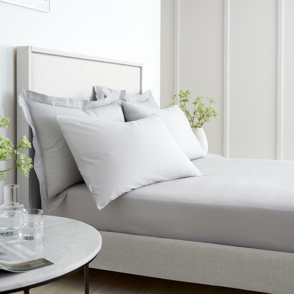 image 1 of Bianca 200 Thread Count Cotton Percale Standard Pillowcase Pair | Grey | Standard