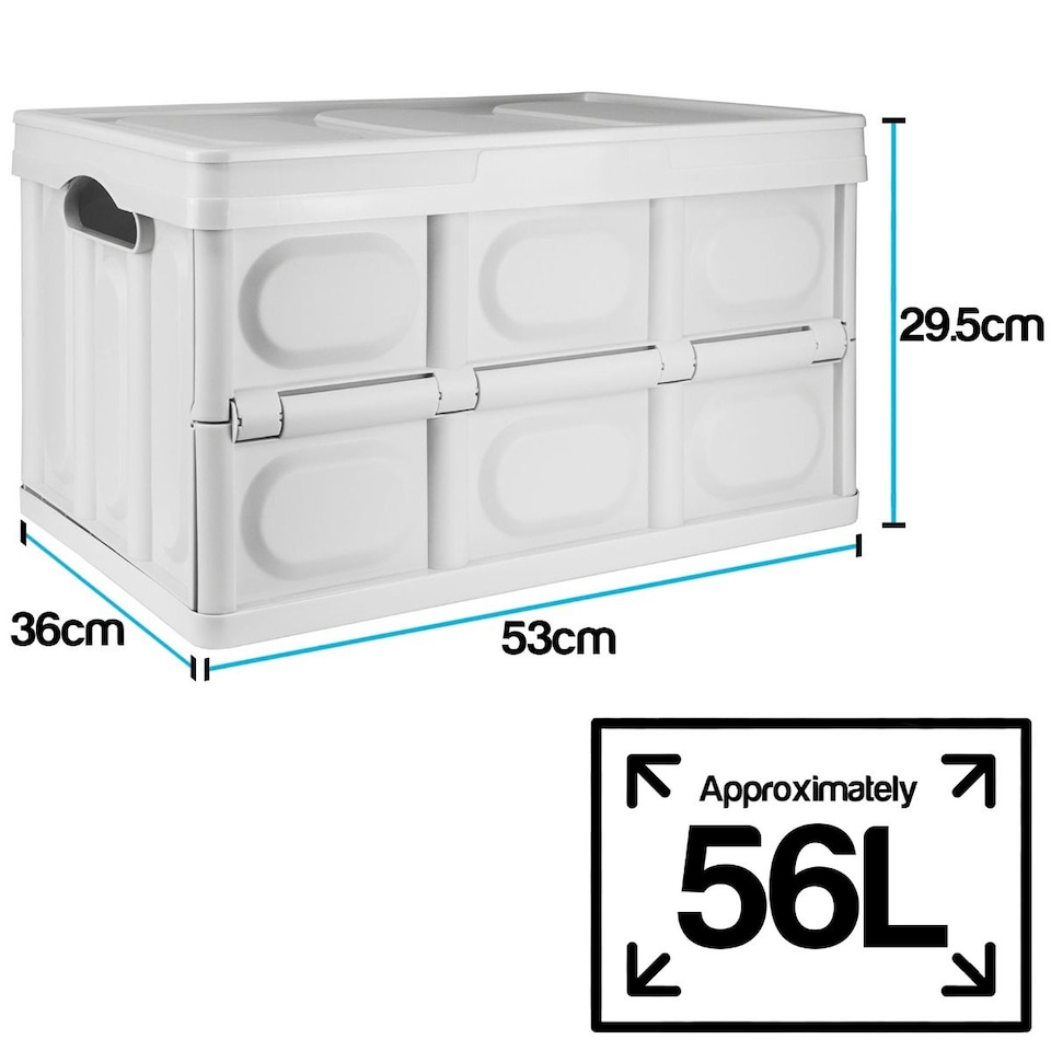 image 1 of TekBox 56L White Folding Storage Box - Set of 2 Boxes