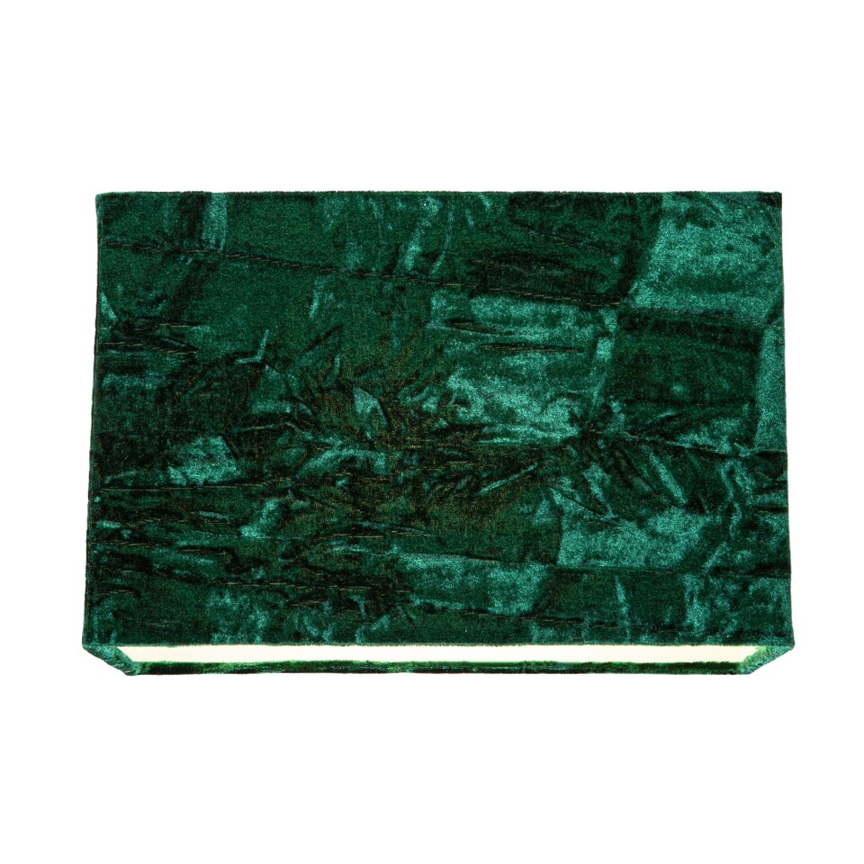 image 1 of Contemporary Designer Forest Green Crushed Velvet Fabric Rectangular Lamp Shade | Green