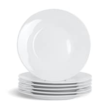 Glim Glam Dessert Plates Set 7.5” Porcelain White 48pc Set Rim White