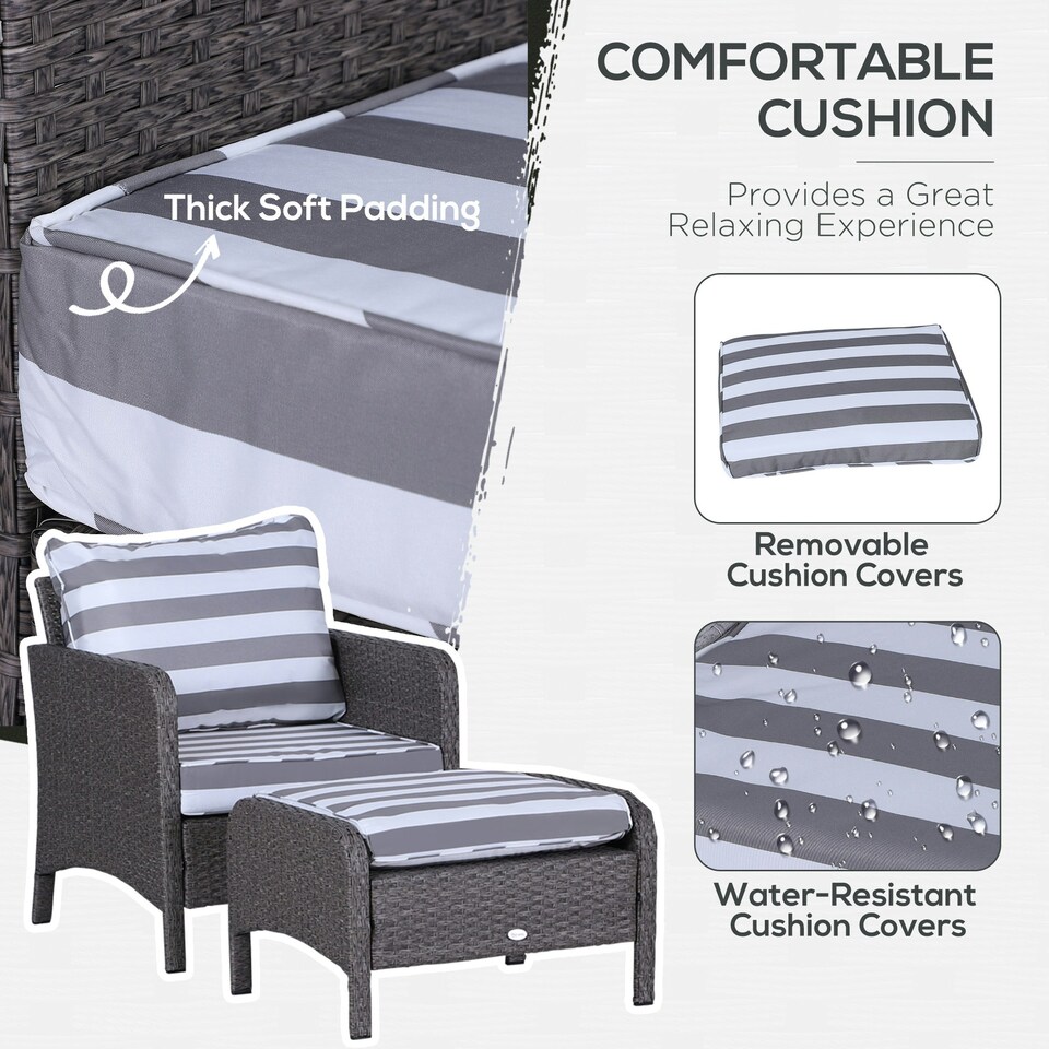image 1 of Outsunny 5 Pieces Outdoor Patio Furniture Set Wicker Conversation Set Deep Grey