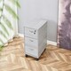 image 10 of Grey Office Desk L-shaped with Mobile Storage Drawer Unit Wooden Room Furniture Grey