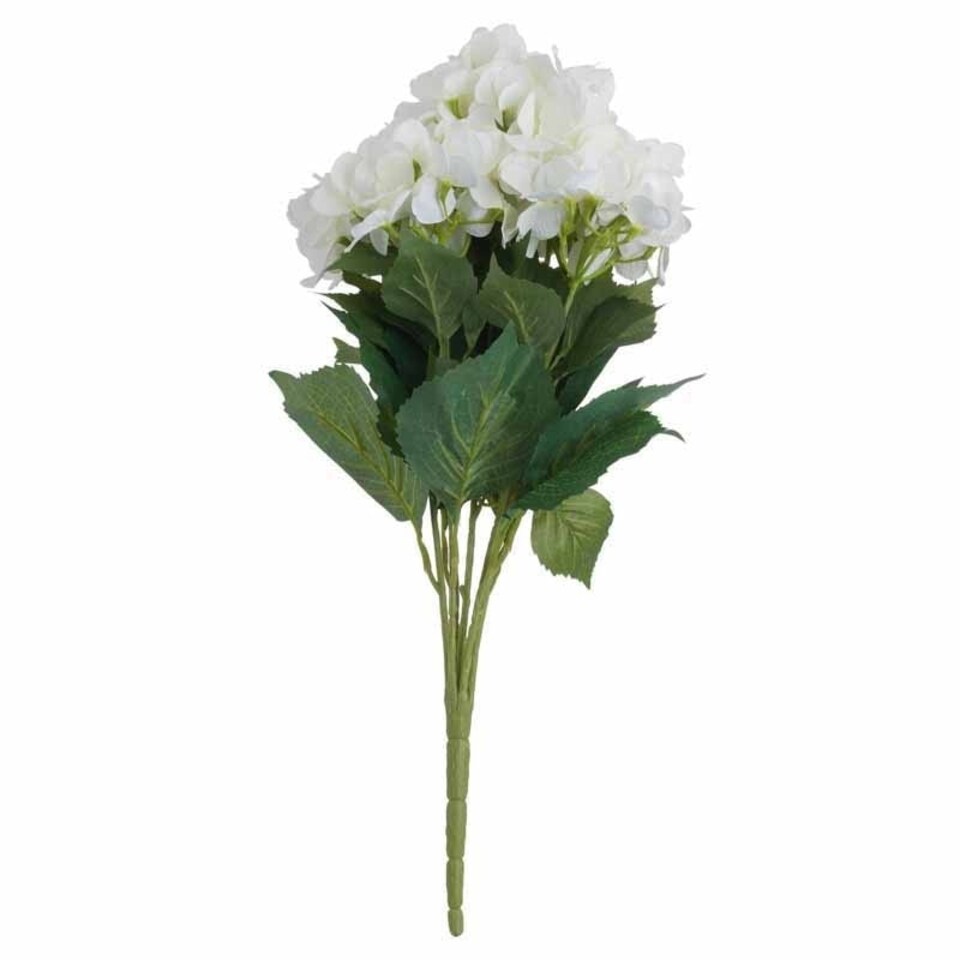 image 1 of White Hydrangea Bouquet Artificial Flower - Fabric/Plastic - L34 x W34 x H54 cm - Cream