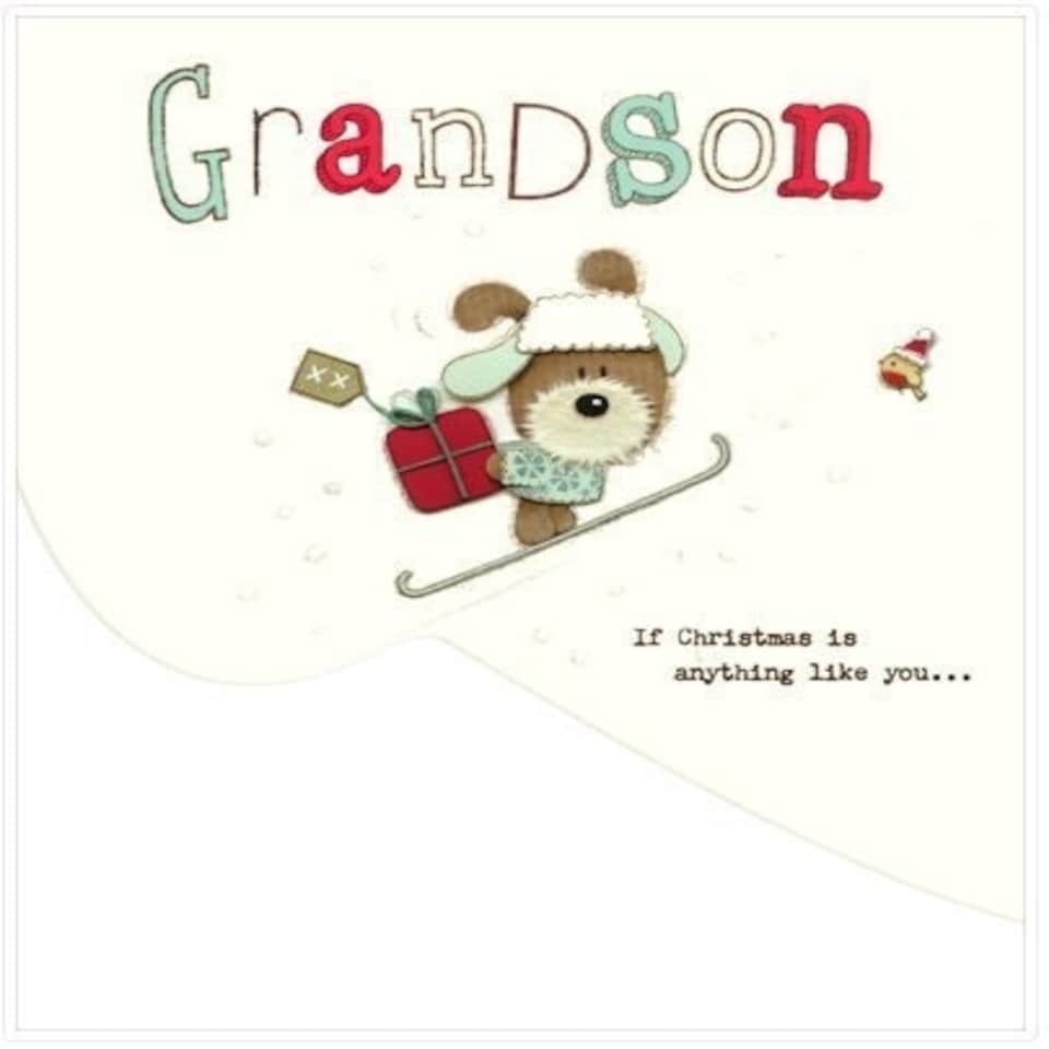image 1 of Lots of Woof Grandson Christmas Card...