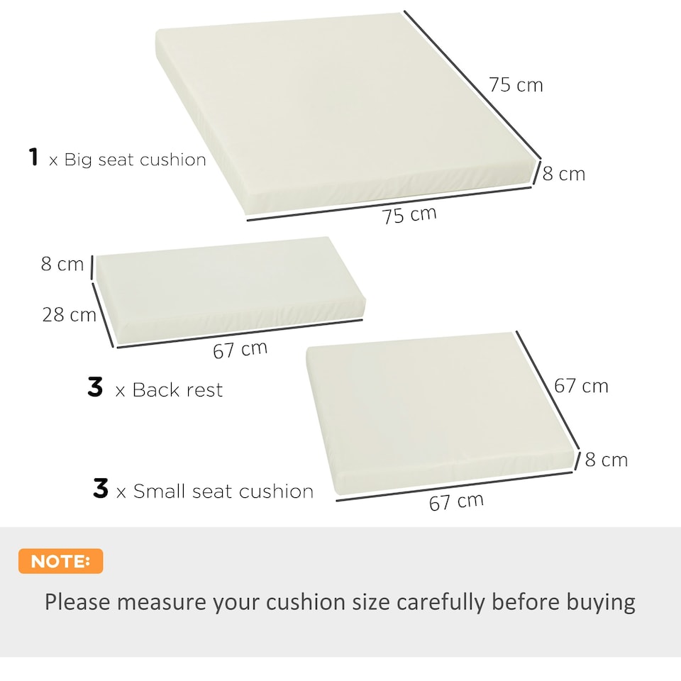 image 1 of Outsunny 3PCs Rattan Garden Seat Cushions Pads for Patio Furniture, Grey 