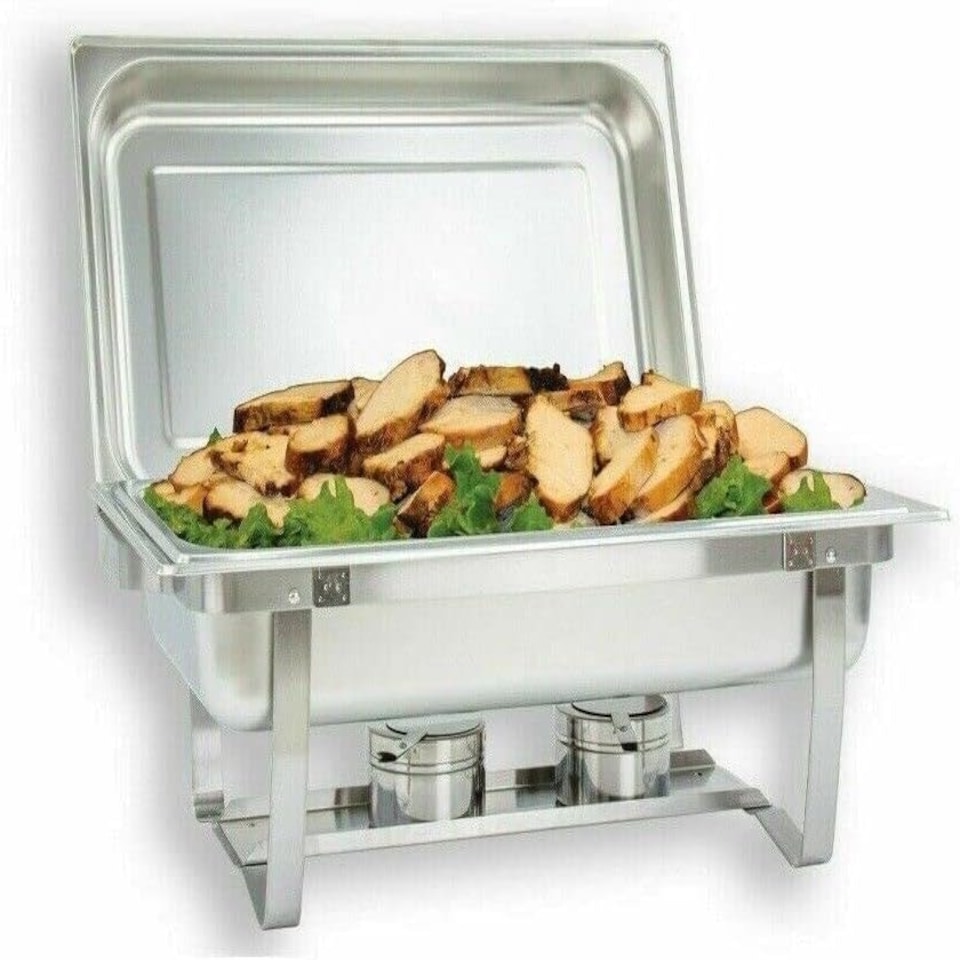image 1 of Stainless Steel Rectangle Chafing Dish Buffet Warmer with Tough Solid Steel Lid 8.5 Litre Food Warmer Catering
