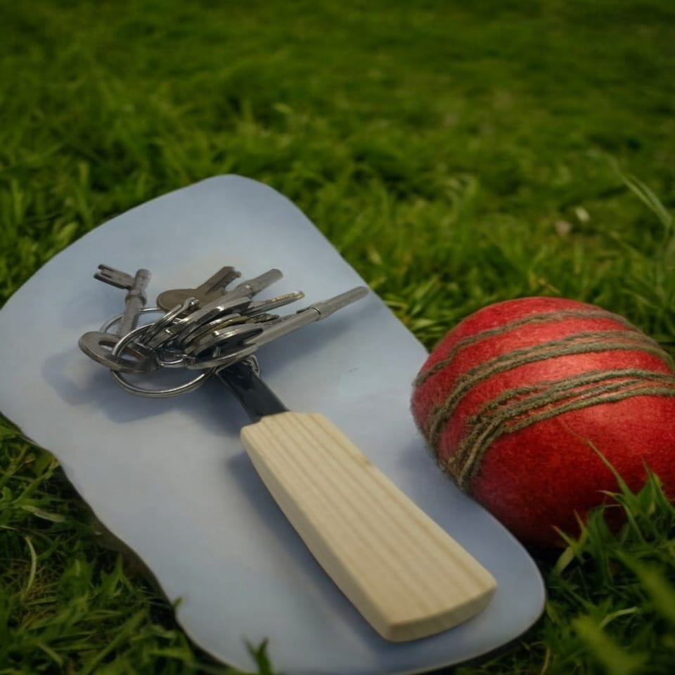 image 1 of CRICKET-GIFTS Mini Cricket Bat Keyring ? Stylish and Durable Wooden Keychain for Cricket Lovers, Perfect Souvenir, Gift, or Accessory for Bags and Keys