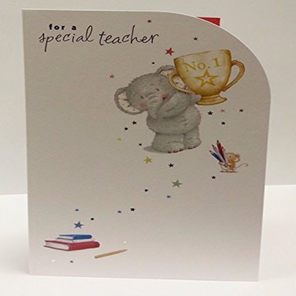 image 1 of For Special Teacher Elliot And Buttons With Trophy Thank You Card