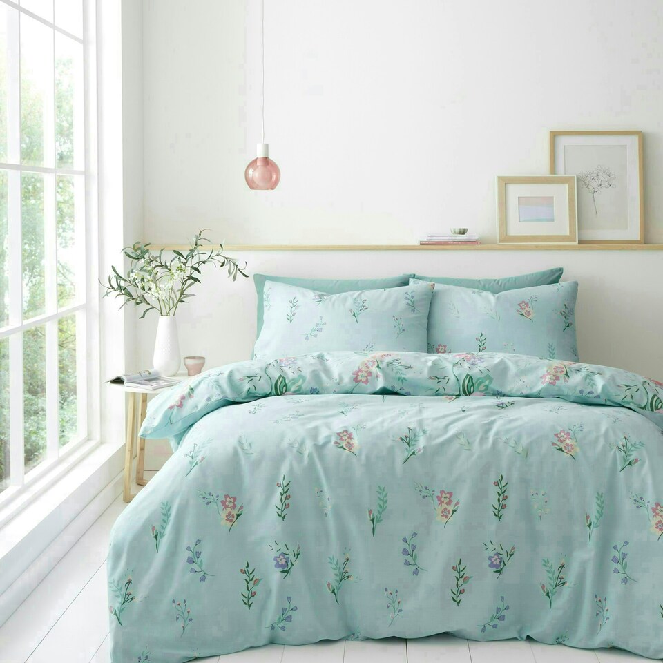 image 1 of Portfolio Home Rose Garden Floral Bedding Duvet Cover Set Blue | King