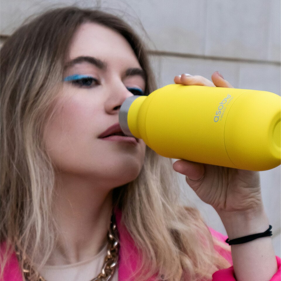 image 1 of Asobu Orb Stainless Steel Insulated Water Bottle Yellow 400ml