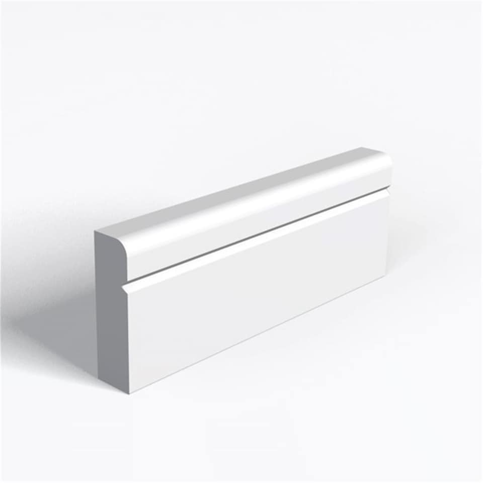 Pack of 10 (Total 10 Units) - MDF Primed Pencil Round and 1 V Groove Architrave & Rebate - 18mm (T) x 94mm (H) x 3050mm (L)
