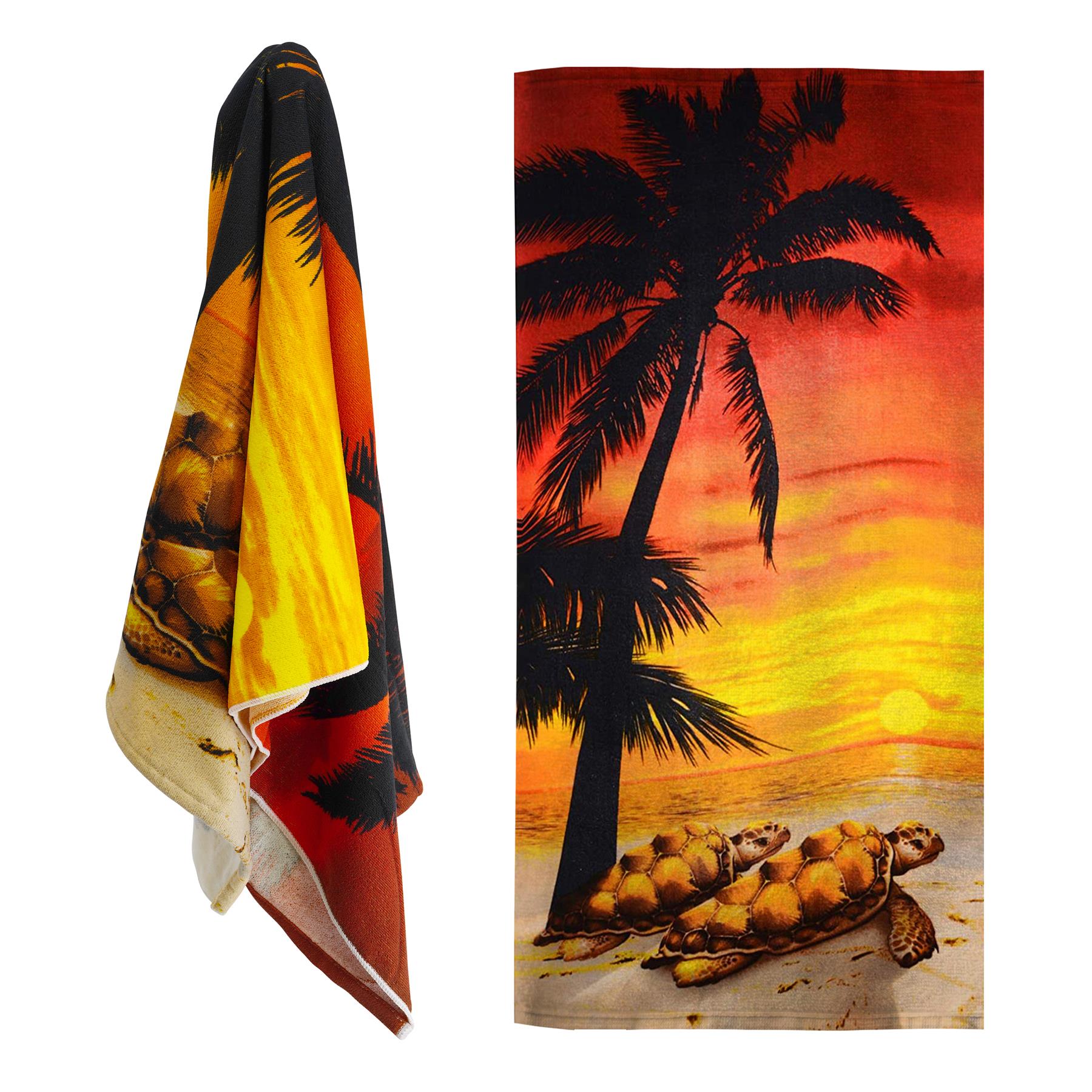 GEEZY Microfibre Beach Towel Tortoise Design Large 70x140cm Quick Drying Summer Towel