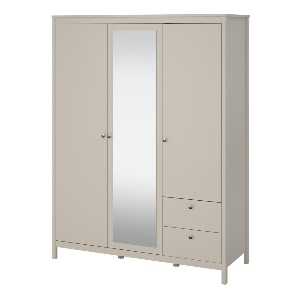image 1 of Madrid Wardrobe with 2 Doors + 1 Mirror Door + 2 Drawers in Cashmere Cream