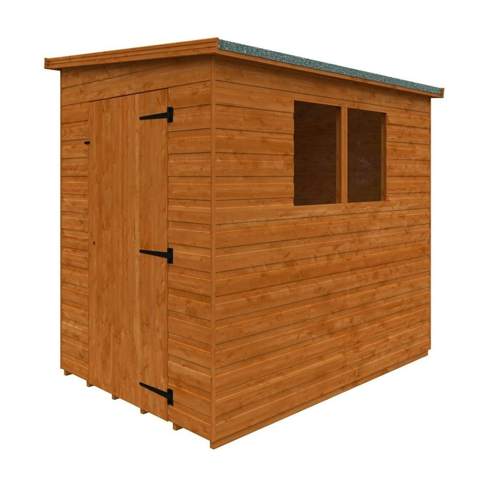 image 1 of 7ft x 5ft (2050mm x 1450mm) Horsforth Shiplap Lean-to Pent Shed with 2 Windows (12mm Tongue and Groove Floor and Roof)