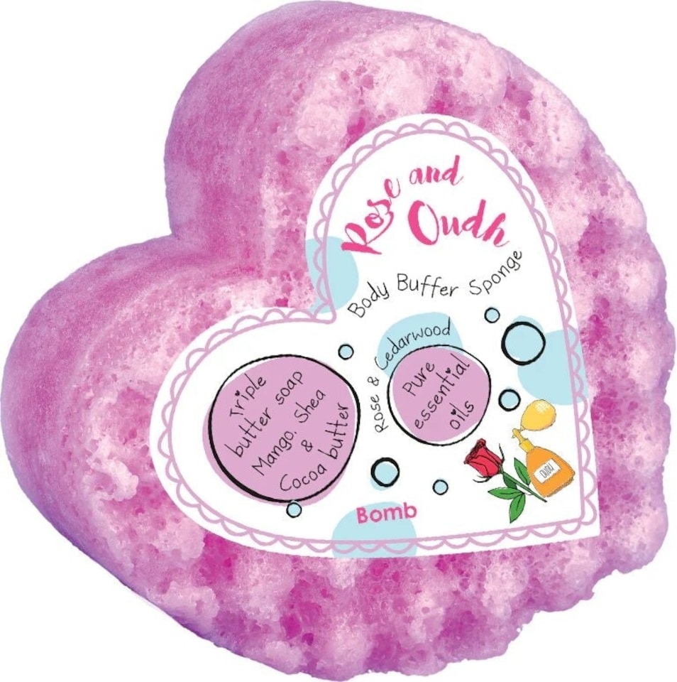 Bomb Cosmetics Body Buffer Soap Shower Sponge Rose & Oudh