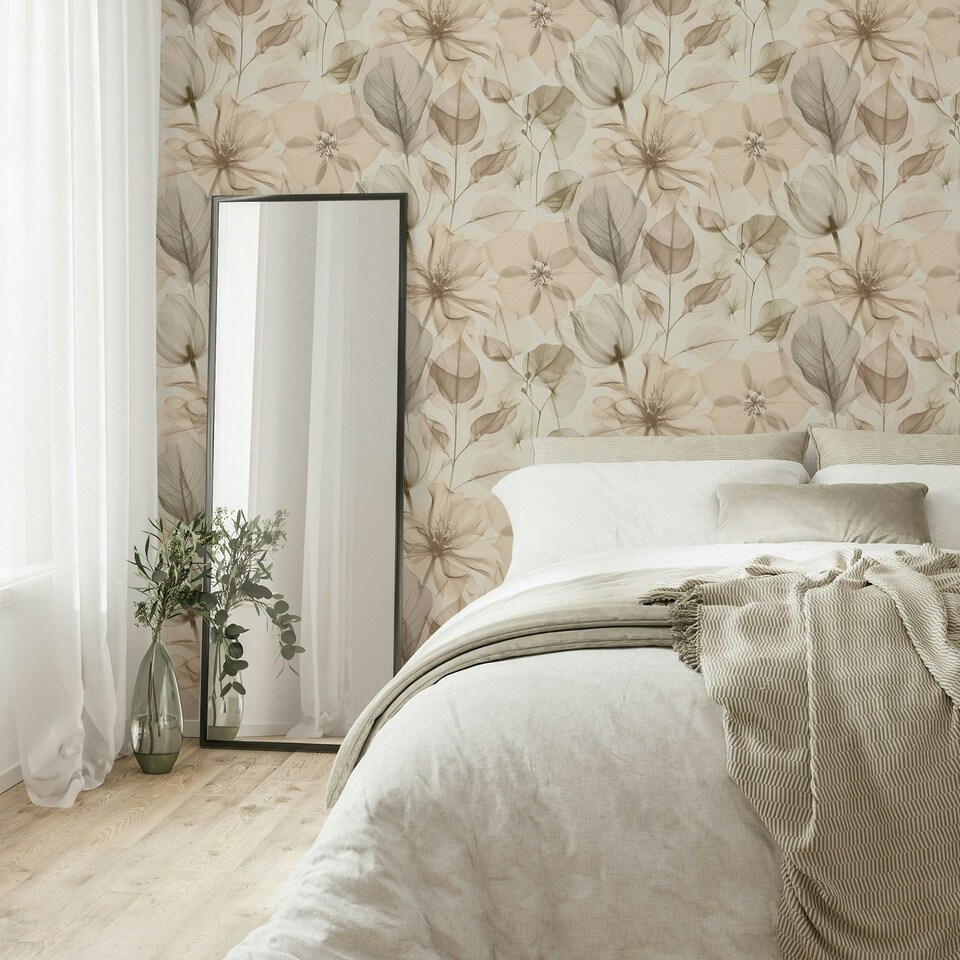 image 1 of Superfresco Easy Arlington Parchment Leaves Wallpaper Cream | Cream
