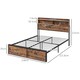 image 5 of HOMCOM Industrial King Bed Frame, 5.2FT Steel Bed Base with Storage Headboard, Footboard, Slatted Support and Under Bed Storage, 158 x 222cm, Rustic Brown