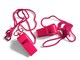 image 1 of Pack of 15 Pink Plastic Whistles with Lanyard Neck Cord