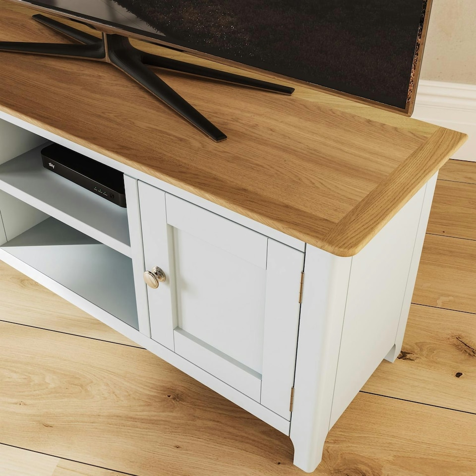 image 1 of Taberno Oak 2 Door TV Unit Linen White White