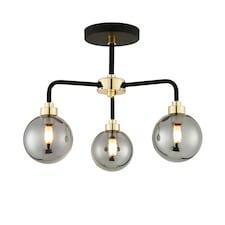First Choice Lighting Black Paint and Smoked Glass 3 Light Black | Grey