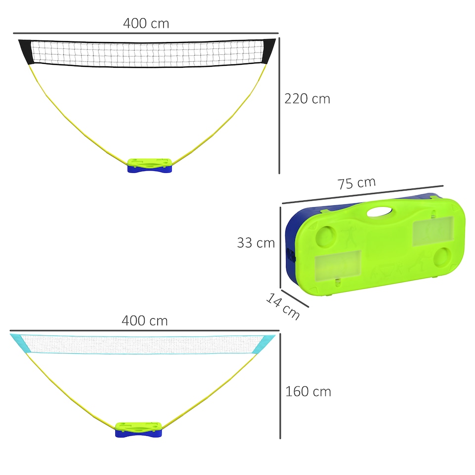 image 1 of SPORTNOW Portable Badminton Net Set with Volleyball Net, Rackets, Shuttlecocks