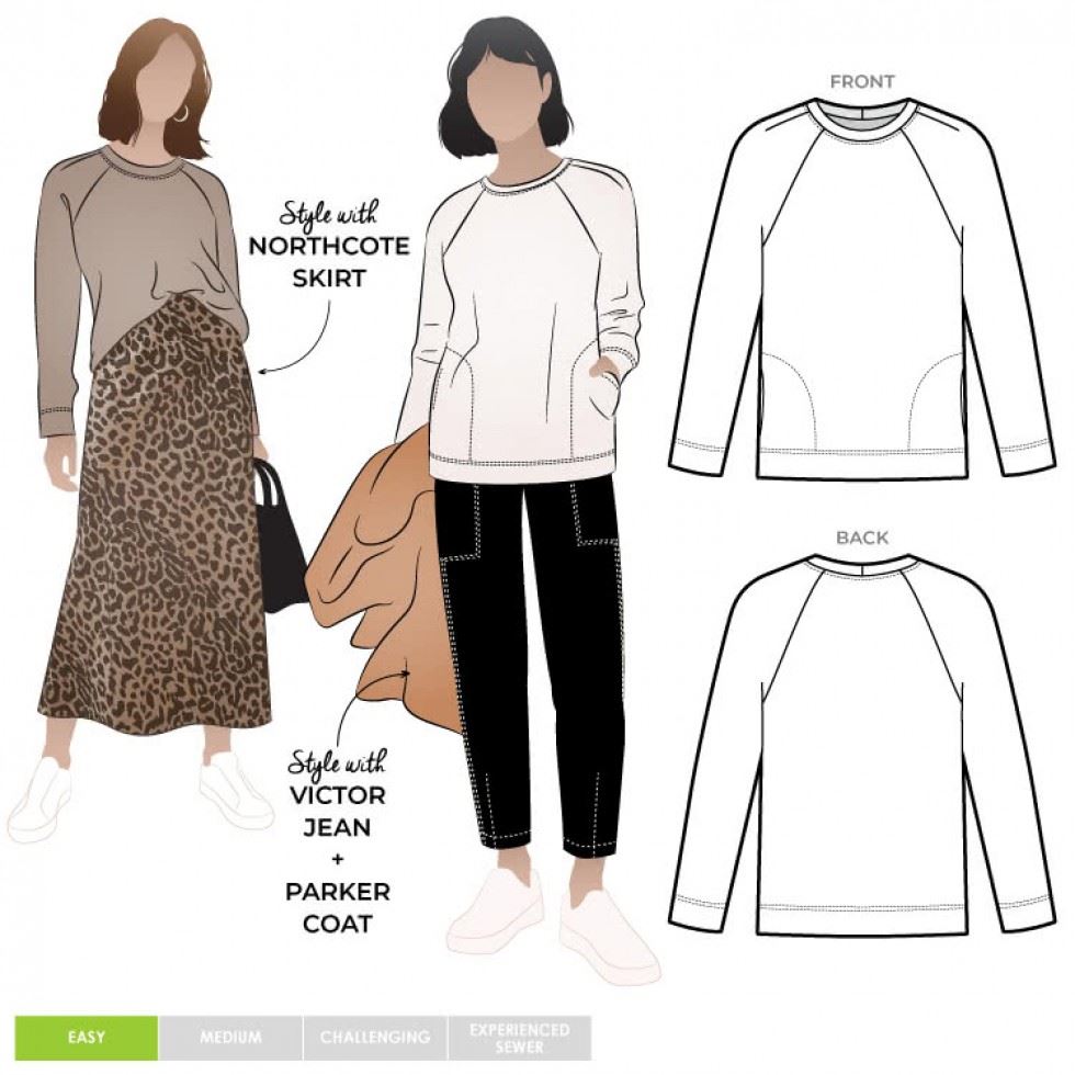 Style Arc Preston Knit Sweater Paper Sewing Pattern – Women’s Tops & Sweaters, UK Sizes 10–22, Easy