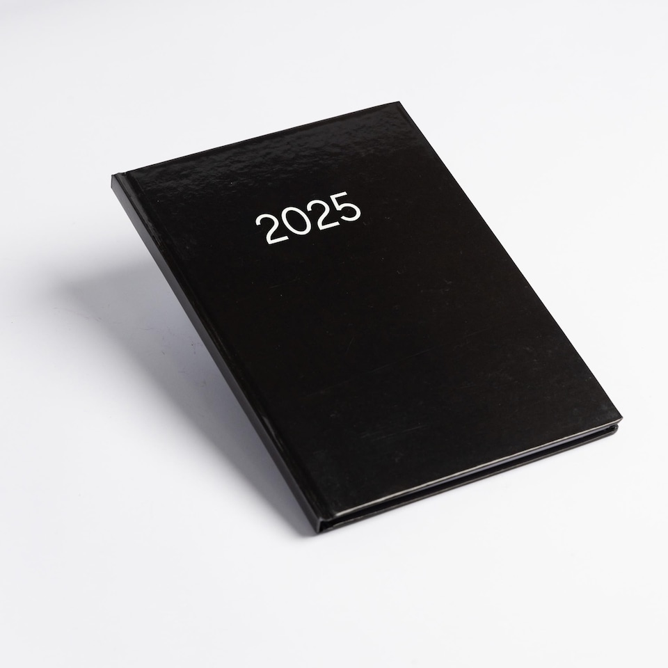 image 1 of 2027 Diary A5 Week to View - Hardback Planner Organiser with Ribbon Bookmark - Weekly Appointment Journal Notebook (Black) | Black | Black