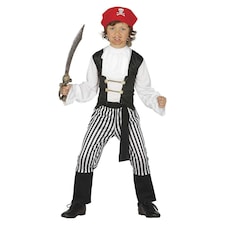 Fiestas Guirca Childrens/Kids Buccaneer Pirate Costume Set | White | White/Black | 10-12 years | 1