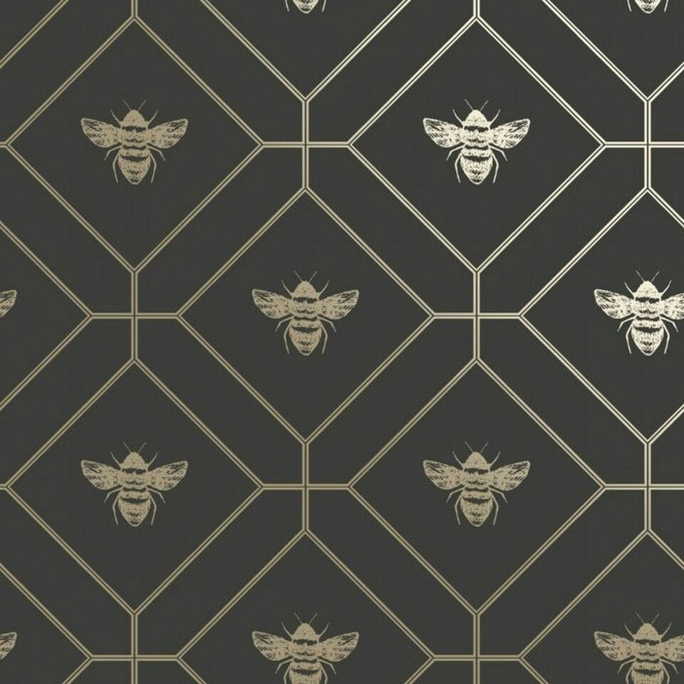image 1 of Holden Décor Bee Wallpaper - Charcoal - One Size | Black