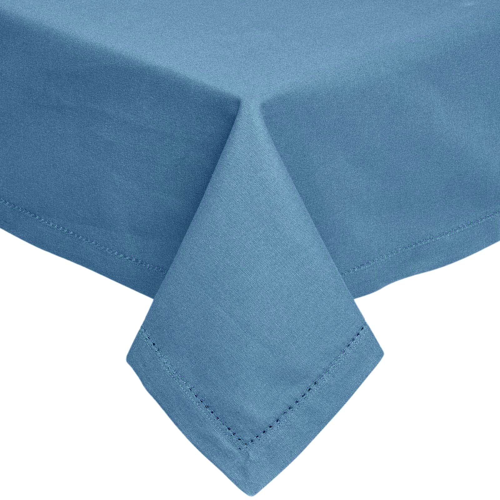 Homescapes Plain Cotton Tablecloth, 137cm x 178cm in Mid Blue | Size: 137 cm x 178 cm