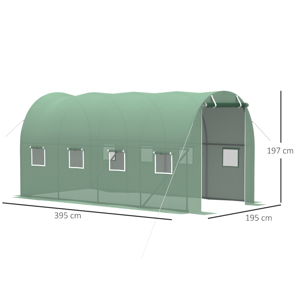 image 1 of Outsunny 4 x 2M Polytunnel Walk-in Garden Greenhouse with Zip Door and Windows