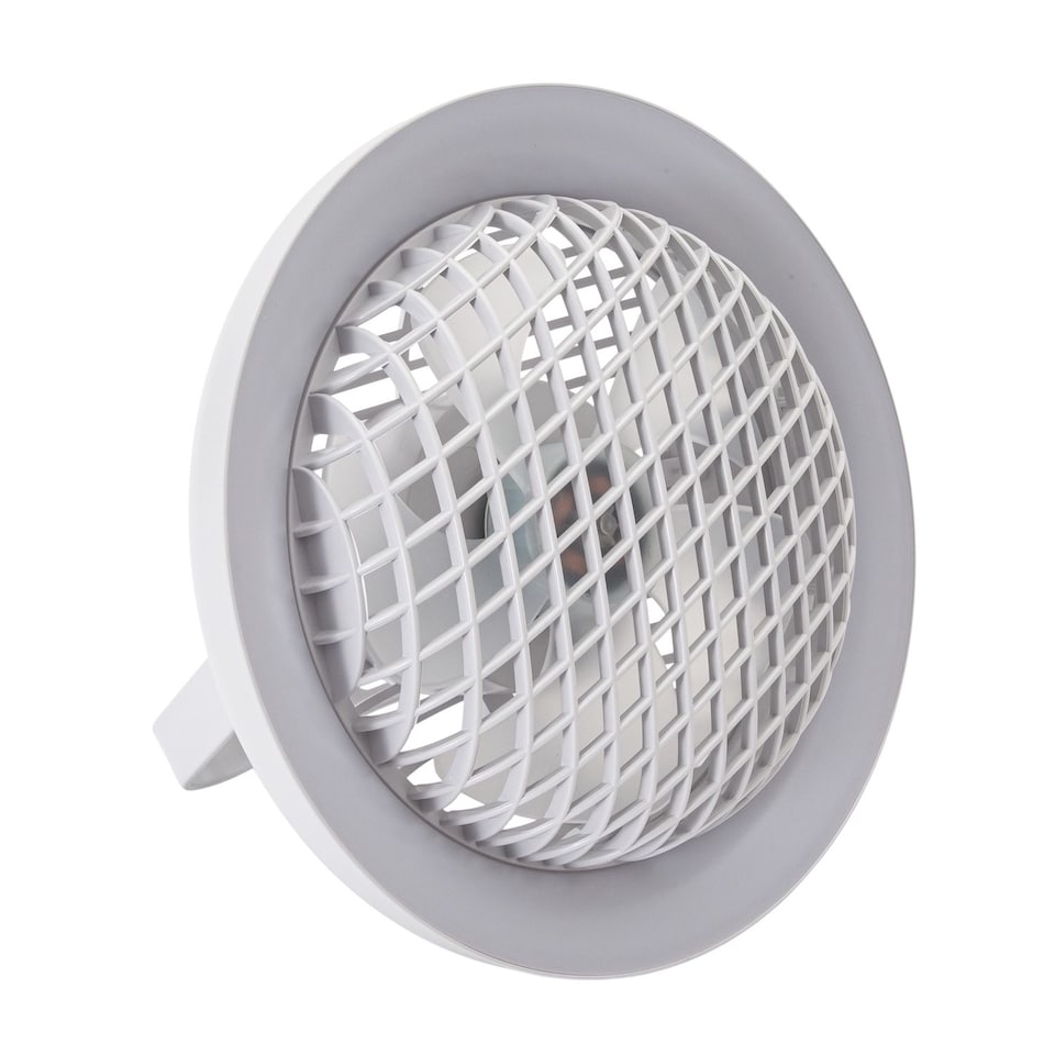 image 1 of White Rechargeable 3 Speed Desk Fan with LED Dimmable Ring Light